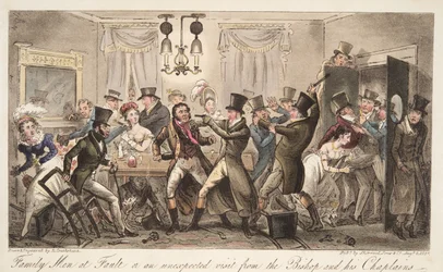 Hombres de familia en falta, o una visita inesperada del obispo y sus capellanes, de The English Spy, pub. 1824