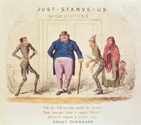 `Simplemente mátennos de hambre. Dile ¡Ay! Díganos, ¿puede algo ser peor? ¡Que las fauces hambrientas y el bolso vacío! Muestra Misericordia y Compadécete de Nosotros. Gran supervisor