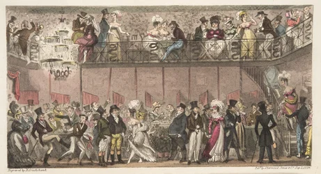 El Salón Real, Piccadilly, o una Hora después de la Ópera, de The English Spy, publicado 1824