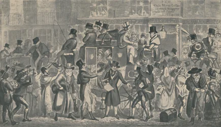 Fuera de White Horse Cellar, Piccadilly, 1821, 1920