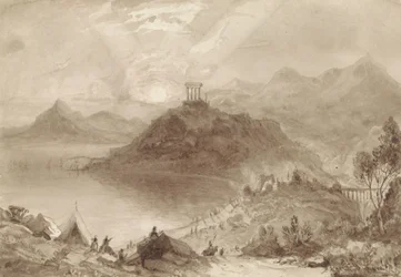 Paisaje clásico con templo