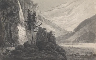 Paisaje montañoso con inscripción a Salomon Gessner (Suiza)