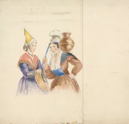Dos mujeres vestidas de colores