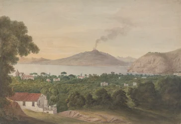 El Vesubio a través de la bahía de Nápoles
