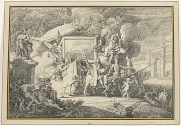 Sátira sobre la pintura y la Academia Francesa Le Triomphe du Vangeur d