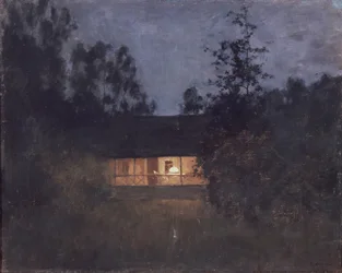 Casa de campo al anochecer, 1890s