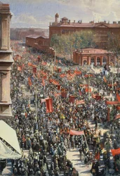 Demostración en la Avenida del 25 de Octubre, boceto para la pintura de 1934 en la Galería Tretyakov, 1930