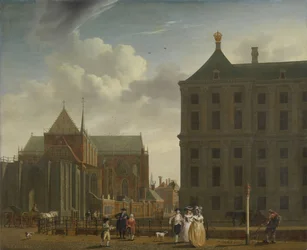 La Nieuwe Kerk y el Ayuntamiento en el Dam en Ámsterdam, c.1780-90