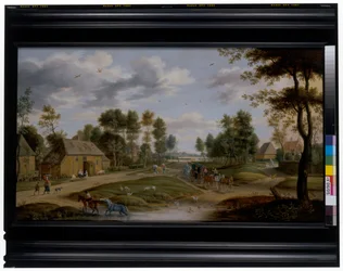 Paisaje de Dorf con un carruaje