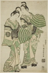 Los actores Onoe Kikugoro I y Sanogawa Ichimatsu I vestidos como monjes mendicantes (komuso)
