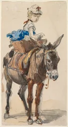 Niña en un burro