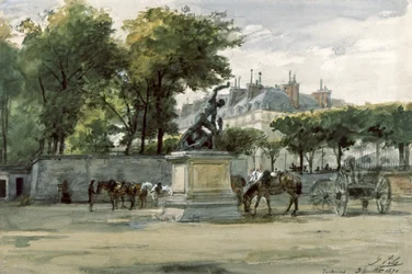 La Comuna de París : el ejército de Versalles en las Tullerías, c.1871 (acuarela)
