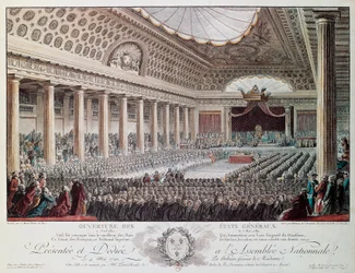 Apertura de los Estados Generales en Versalles en 1789, grabado por Helmann, Revolución Francesa, Francia