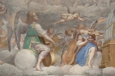Ángeles, ángeles músicos y putti, detalle del Paraíso con el Padre Eterno, c.1623-34 (detalle)