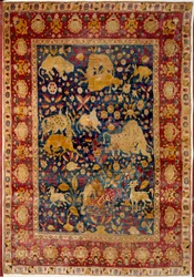 Arte islámico: alfombra de seda con decoración animal "Peytel". Hecha en Kashan. Siglo XVI París, Museo del Louvre