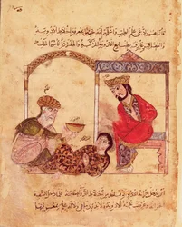 Ms. Arabe 3465 fol.78 Una consulta médica, del Libro de Kalila y Dimna