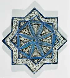 Azulejo en forma de estrella dorado al fuego en el estilo de Takht-e Solaiman, siglo XIII-XIV