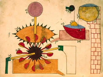 Reloj de agua, miniatura, arte islámico