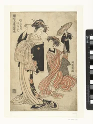 La cortesana Agemaki uit het Matsuganeya Matsuganeya uchi Agemaki (título sobre objeto) Modelpatronen van vroege lenteblaadjes (título de la serie) Hinagata wakana no hatsu moyo (título de la serie sobre el objeto)