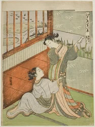 Gansos descendiendo en Yoshiwara (Yoshiwara no rakugan), de la serie "Ocho vistas de los barrios de placer de Edo (Edo irozato hakkei)"