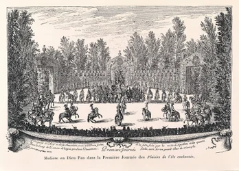 Molière en Dios Pan, Ilustración de "Los placeres de la Isla encantada" de Jean Baptiste Poquelin llamado MOLIÈRE (1622-1673)