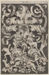 Ornamento Vertical con Ocho Hombres Desnudos