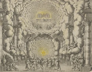 Diseño para un escenario de teatro creado por Giacomo Torelli da Fano para el ballet 