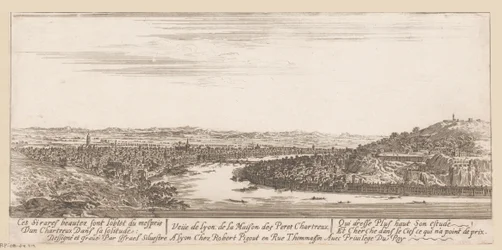 Vista de Lyon desde la Cartuja Veue de Lyon de la Maison des Peres Chartreux (título sobre objeto)