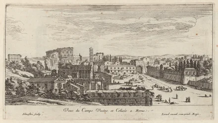 Vista del Campo Vaccino y Coliseo en Roma
