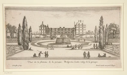 Vista del Chateau Liencourt: un patio con una fuente