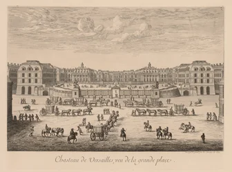 Vista del Castillo de Versalles, visto desde la Gran Plaza