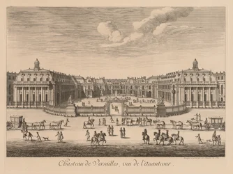 Vista del Castillo de Versalles, vista del patio delantero, 1682