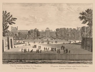 Vista del palacio y los jardines de las Tullerías, del lado del cours la Reine, 1673