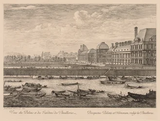 Vista del Palacio y los Jardines de las Tullerías, del lado del muelle