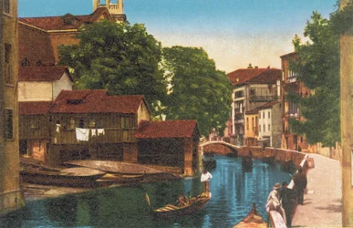 Venecia/Venecia: Río y Ponte S Trovaso Alle Zattere (foto en color)