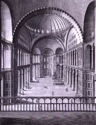 Vista del interior de la mezquita de Santa Sofía en Constantinopla tomada en 1786, grabado por Domenico Pronti 1788 (grabado)