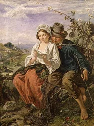 Un Recolector de Leña y una Chica Leyendo