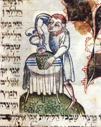 Una empleada doméstica sirviendo vino (vitela)