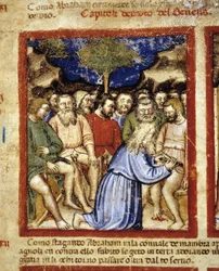 Abraham circuncidando a los judíos, ilustración de 