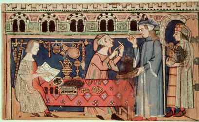 Añadir 27695 f.7v El prestamista, del Tratado de los vicios (vitela)