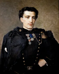 Alfredo Savio, oficial de artillería, participó en la Guerra de la Independencia de 1859-60 (óleo sobre lienzo)