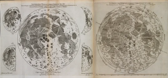 Almagestum novvum astronomaiam veterem novamque complectens observationibus aliorum, et propriis nouisque theorematibus, problematibus, ac tabulis pomotam, c.1660 (impresión)