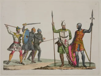 Guerreros anglosajones, lámina 14 de La Historia de las Naciones