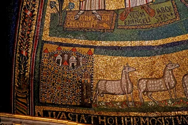 Detalle del ábside, Jerusalén y ovejas