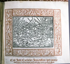 CÉSAR Cayo Iulio: Ilustración del "Commentarii de Bello Gallico" de César, c.15..., c.1511 (miniatura)