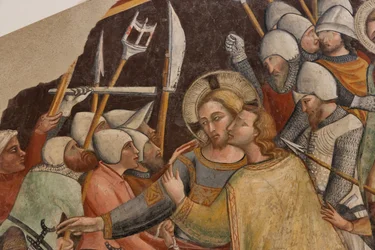 Captura de Cristo, por el Maestro del ábside derecho de San Francisco en Montefalco, fresco desprendido, finales del siglo XIV