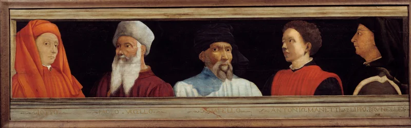 Cassone con 5 retratos del Maestro del Renacimiento Florentino