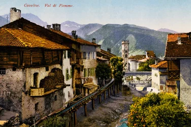 Cavalese, Val di Fiemme, tarjeta postal, Trentino-Alto Adigio, Italia, siglo XX