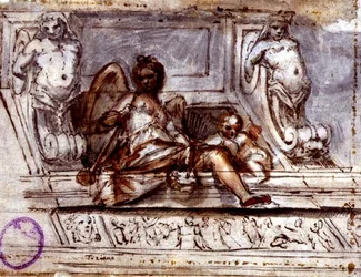 Diseño de Techo con la Musa de la Música, c.1700