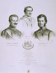 Carlos Alberto, Pío IX y Leopoldo II, 1848